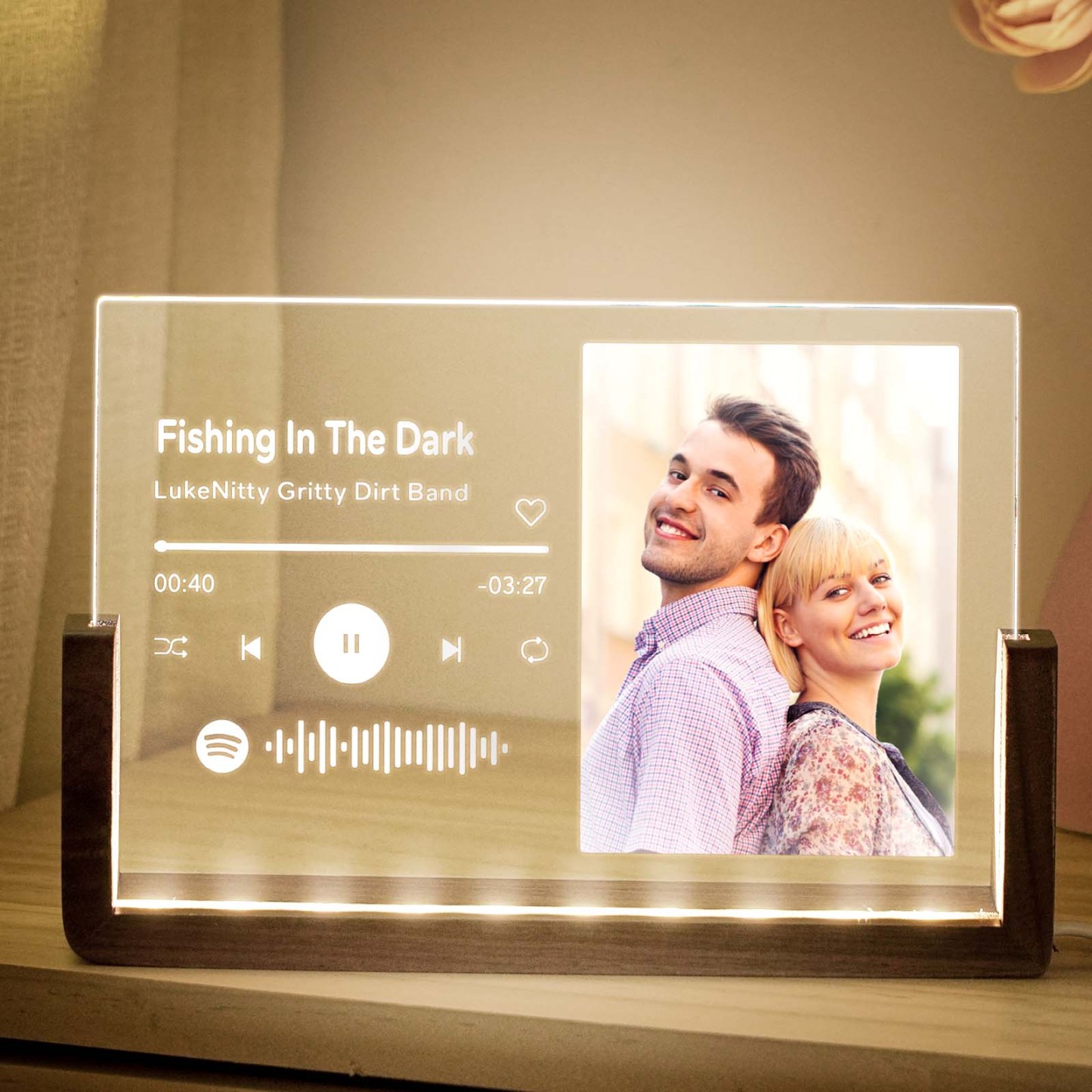 Personalized Photo Acrylic Song Plaque Custom Spotify Music Code Night Light Lamp Anniversary Gift