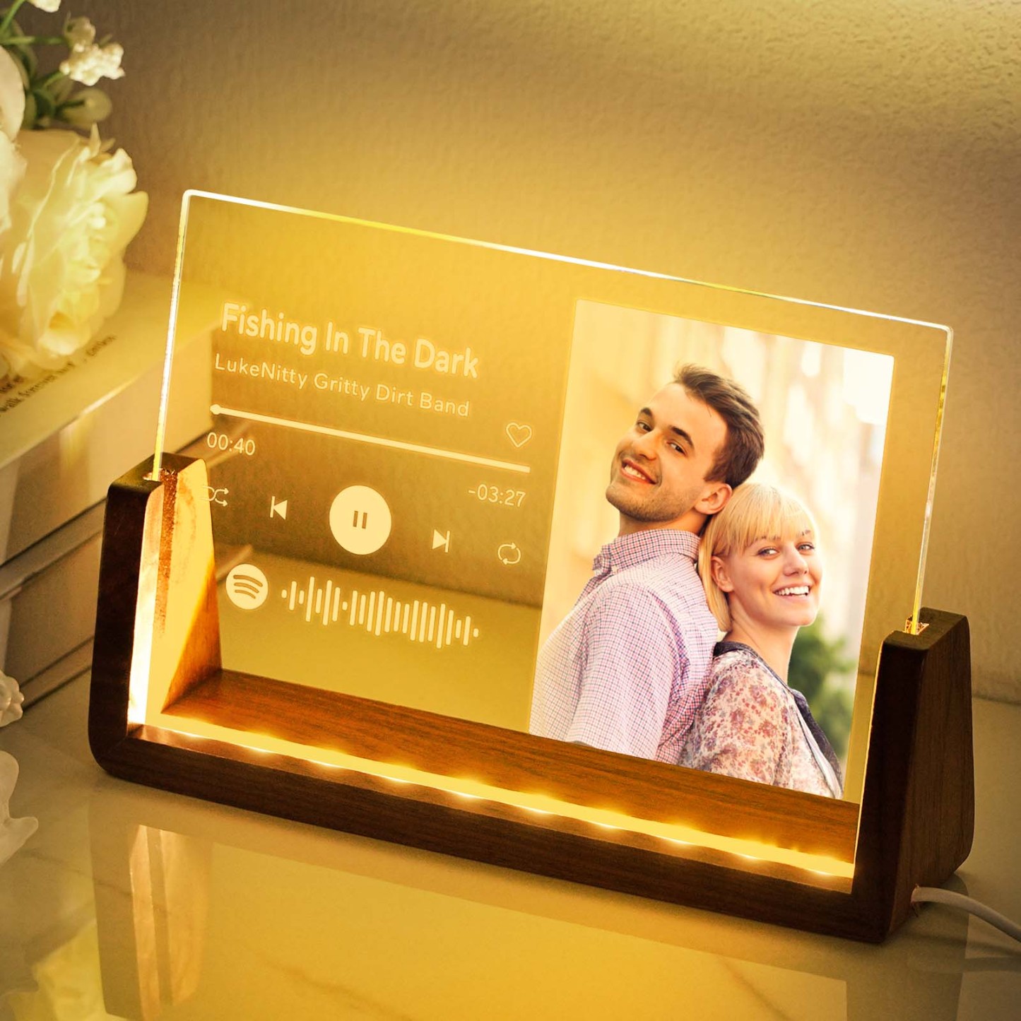 Personalized Photo Acrylic Song Plaque Custom Spotify Music Code Night Light Lamp Anniversary Gift