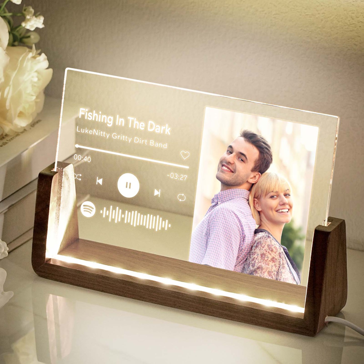 Personalized Photo Acrylic Song Plaque Custom Spotify Music Code Night Light Lamp Anniversary Gift