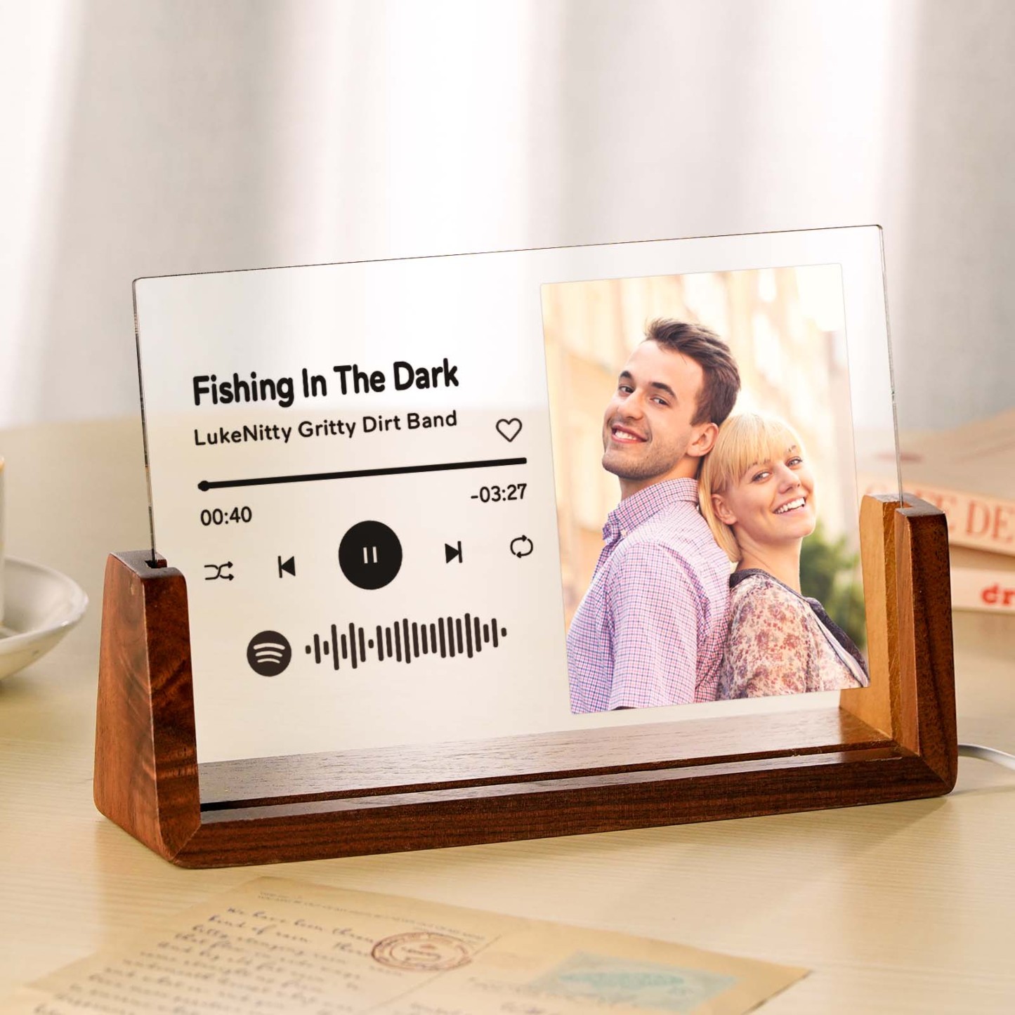 Personalized Photo Acrylic Song Plaque Custom Spotify Music Code Night Light Lamp Anniversary Gift