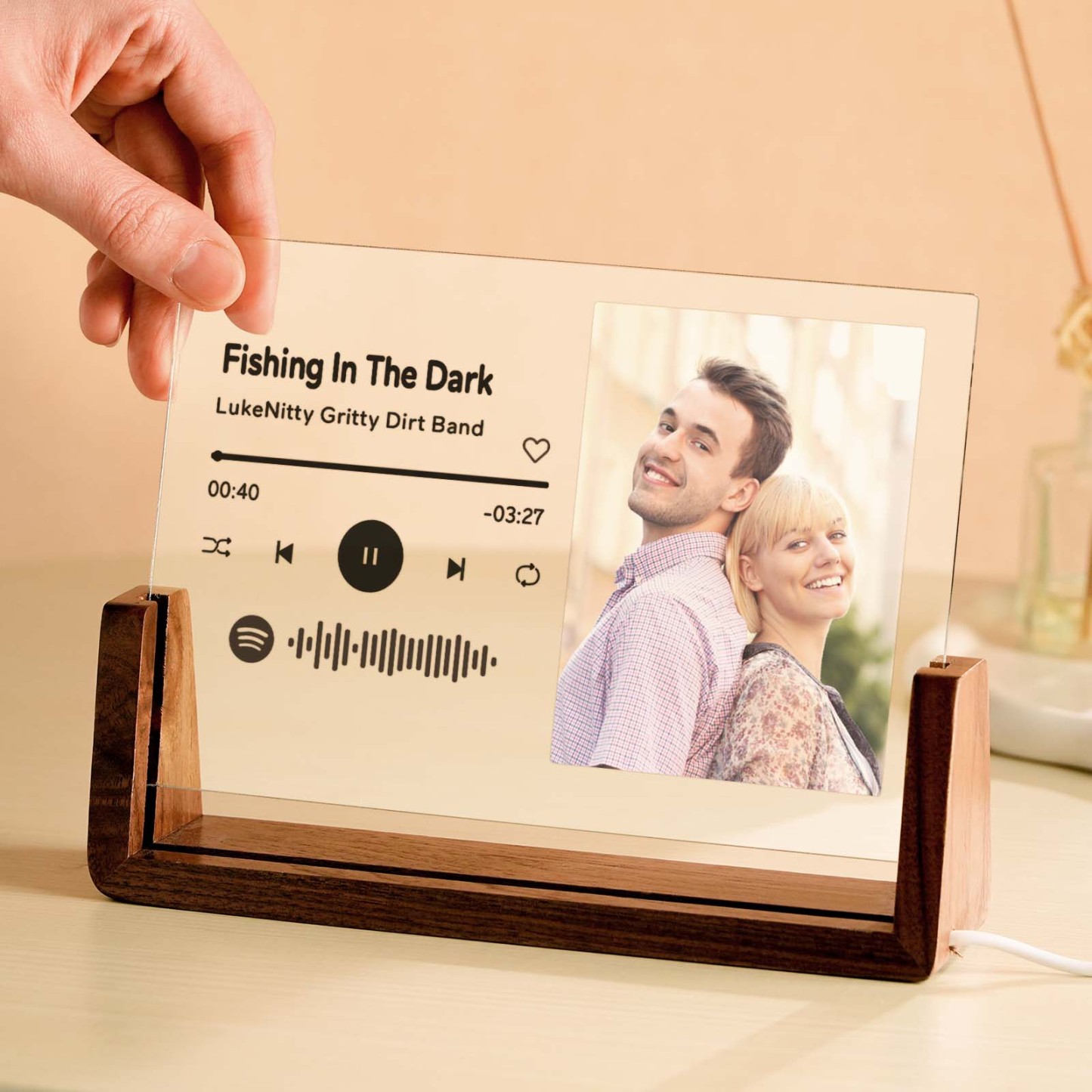 Personalized Photo Acrylic Song Plaque Custom Spotify Music Code Night Light Lamp Anniversary Gift
