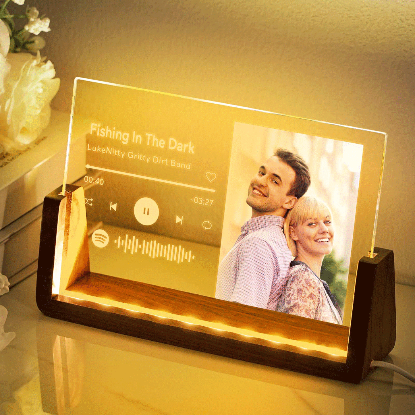 Personalized Photo Acrylic Song Plaque Custom Spotify Music Code Night Light Lamp Anniversary Gift