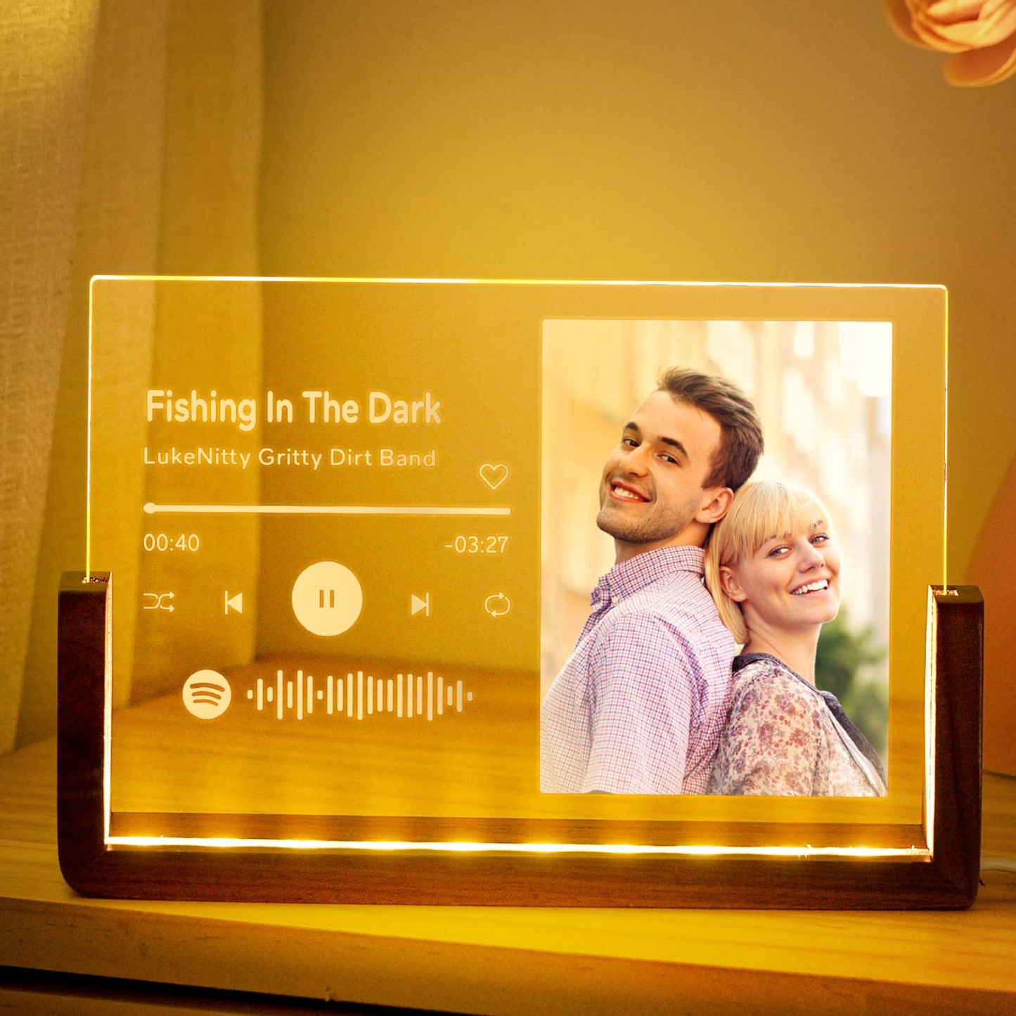 Personalized Photo Acrylic Song Plaque Custom Spotify Music Code Night Light Lamp Anniversary Gift