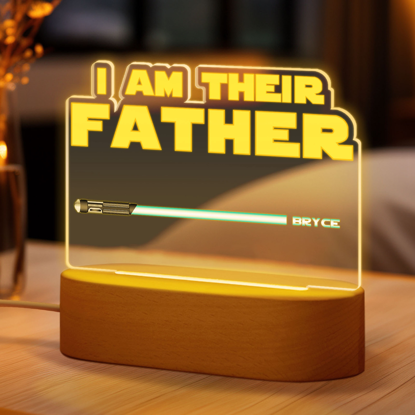 I Am Their Father Personalized Lightsaber Night Light with Kids Names Custom Gifts for Dad