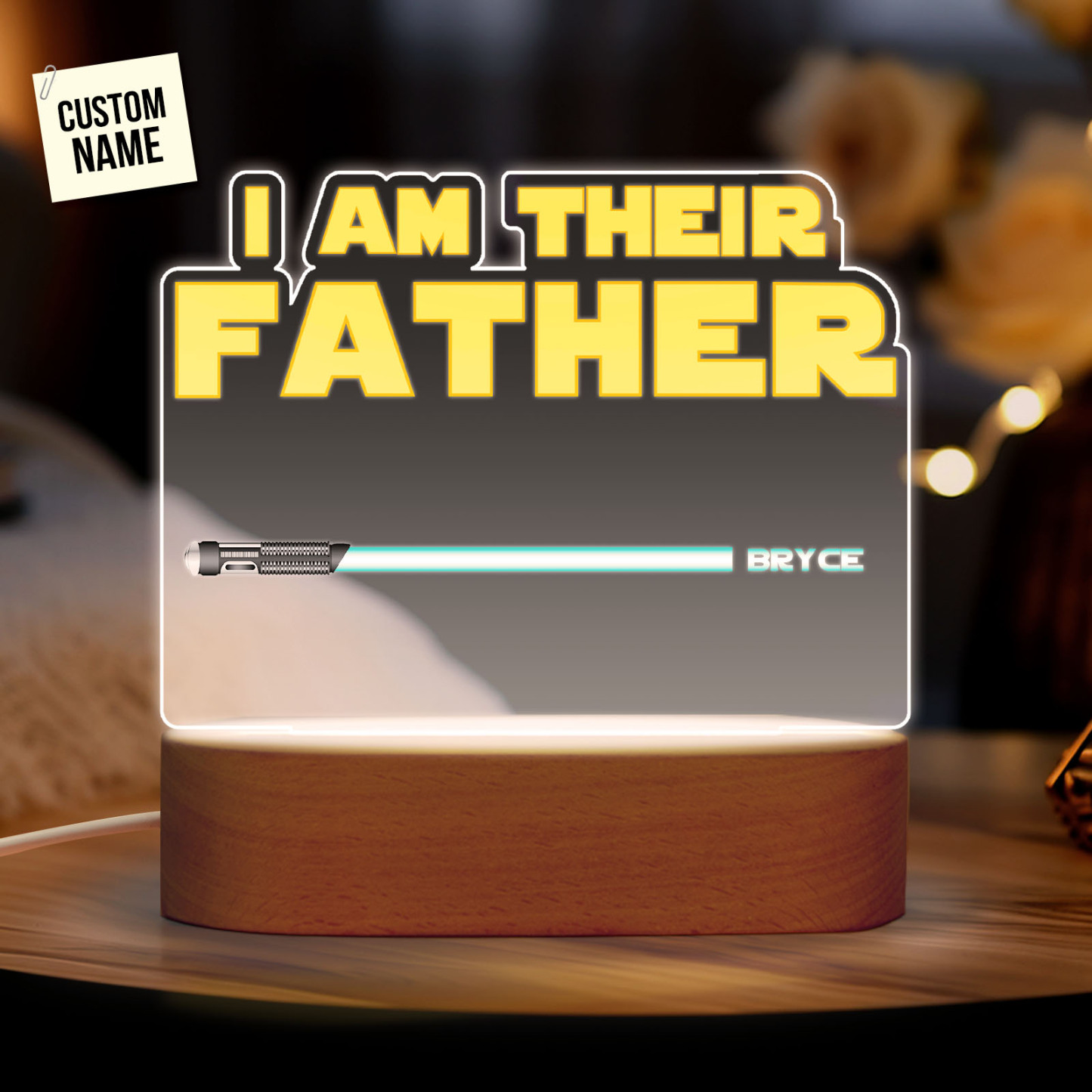 I Am Their Father Personalized Lightsaber Night Light with Kids Names Custom Gifts for Dad