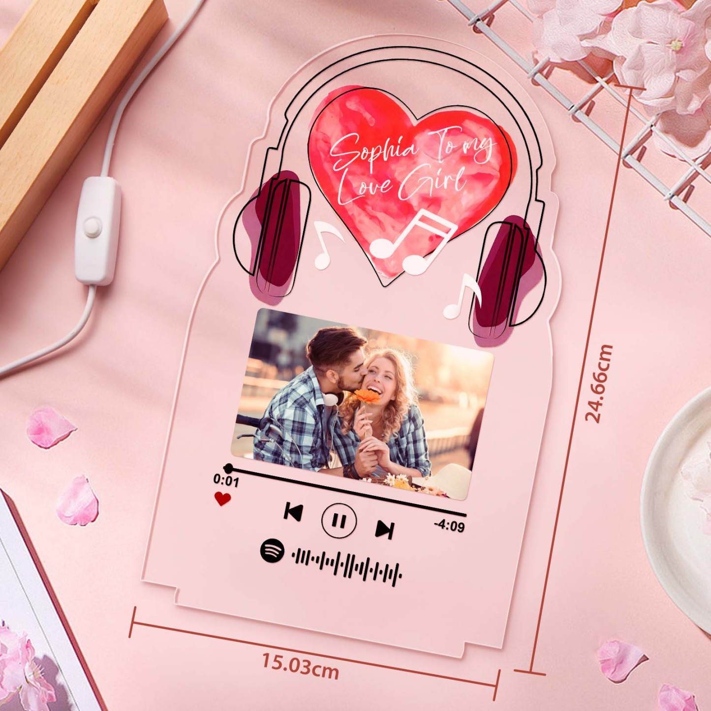 Personalized Romantic Love Music Acrylic Night Light Gift for Couple Home Decor -