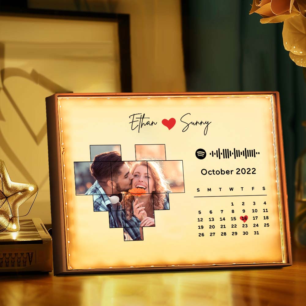Personalized Scannable Spotify Code Calendar Detor Custom Music Code Night Light Mirror Music Gifts