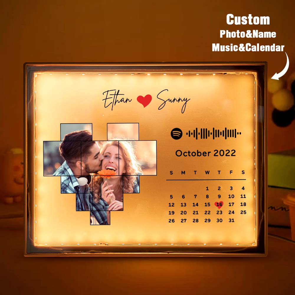 Personalized Scannable Spotify Code Calendar Detor Custom Music Code Night Light Mirror Music Gifts