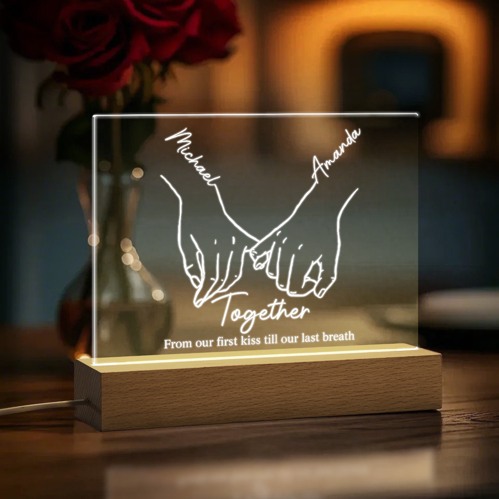 Personalized Forever Love Acrylic Night Light Custom Decor Anniversary Gift For Couples