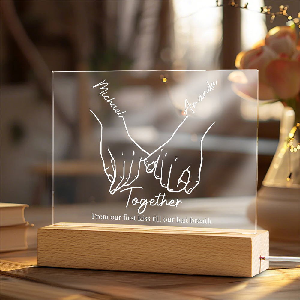 Personalized Forever Love Acrylic Night Light Custom Decor Anniversary Gift For Couples