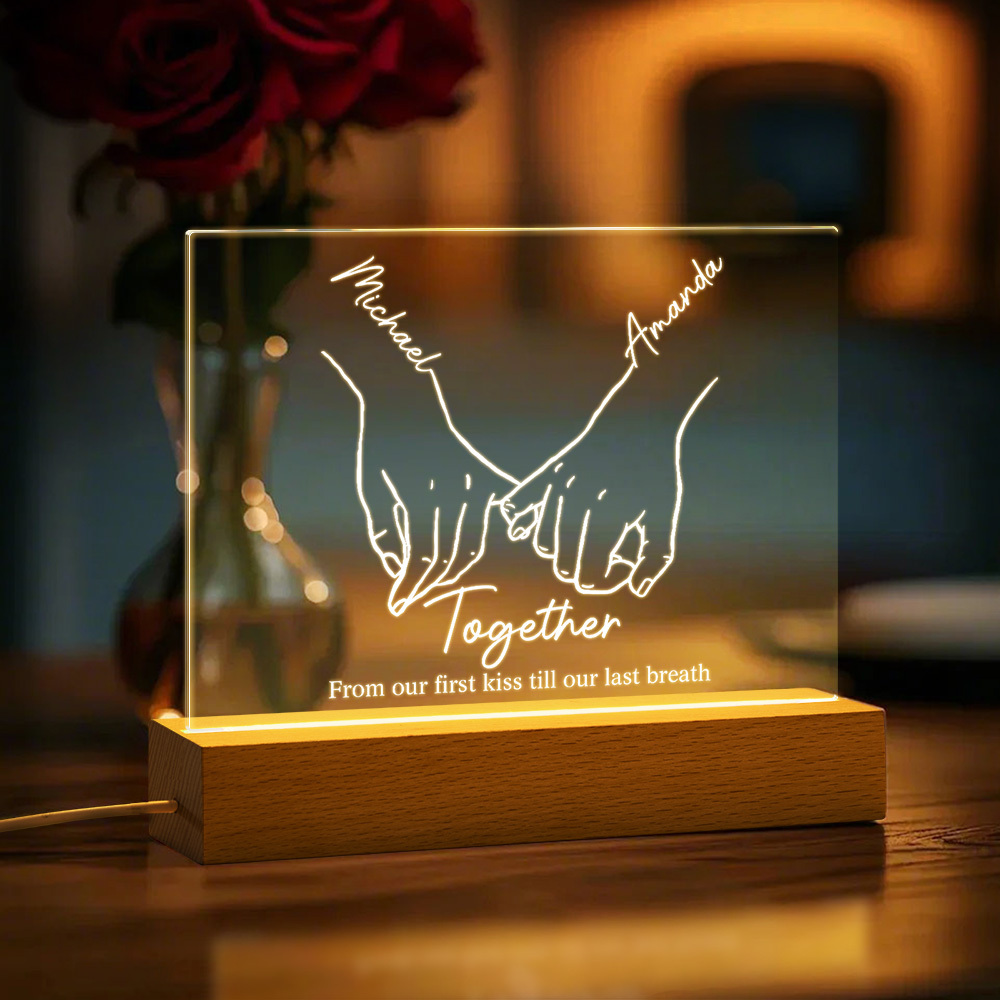 Personalized Forever Love Acrylic Night Light Custom Decor Anniversary Gift For Couples