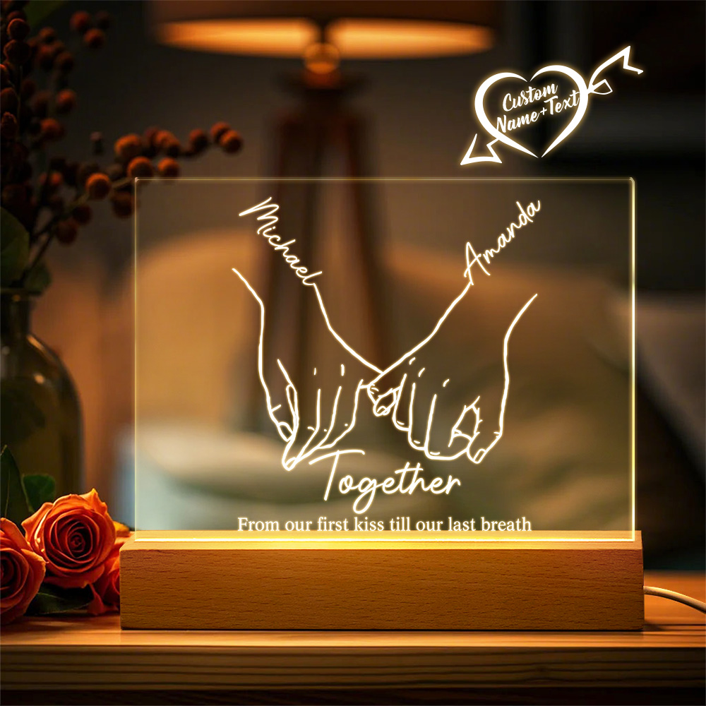 Personalized Forever Love Acrylic Night Light Custom Decor Anniversary Gift For Couples