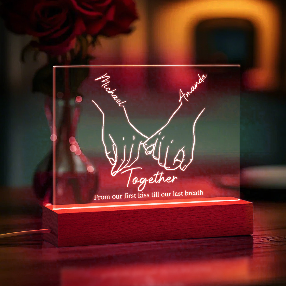 Personalized Forever Love Acrylic Night Light Custom Decor Anniversary Gift For Couples