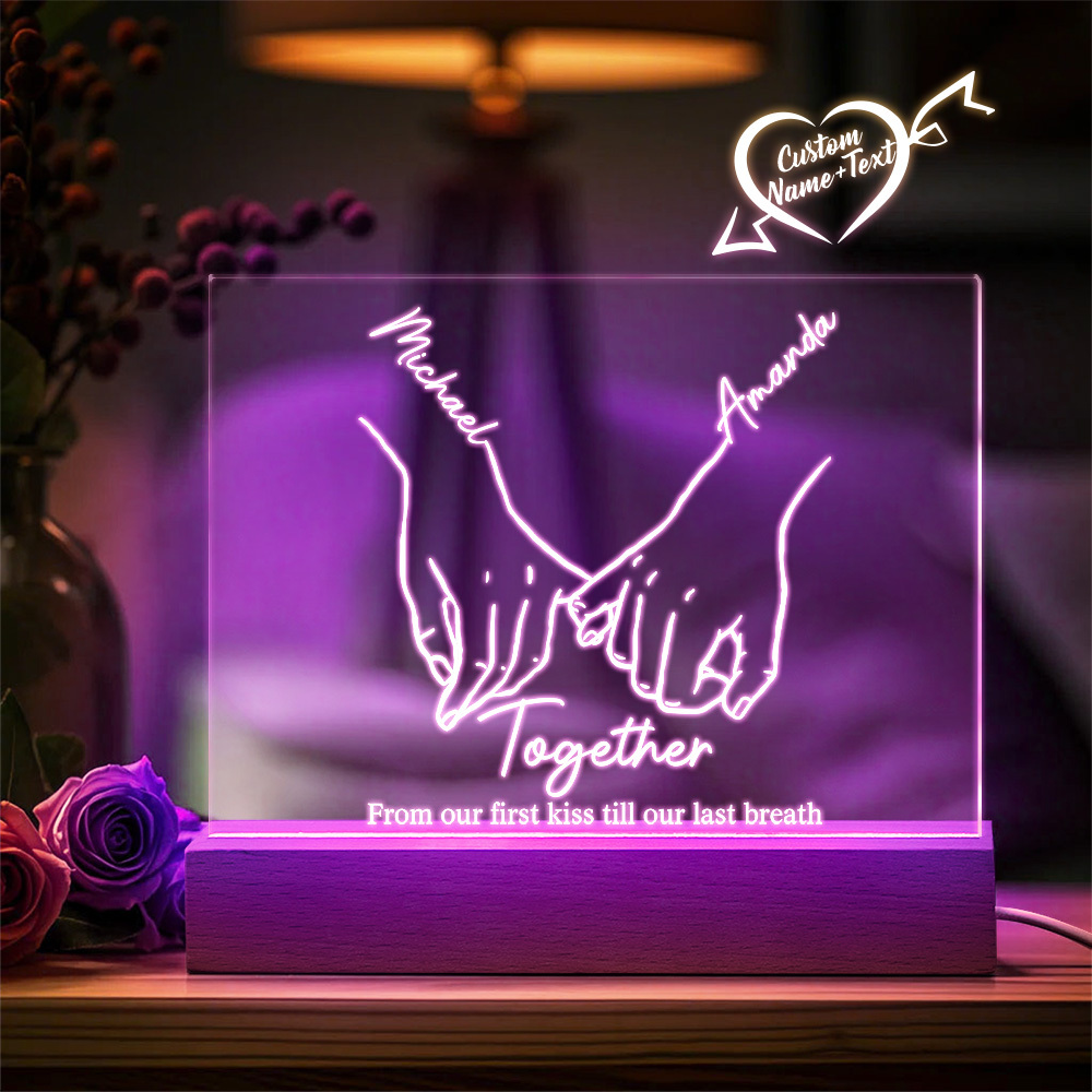 Personalized Forever Love Acrylic Night Light Custom Decor Anniversary Gift For Couples