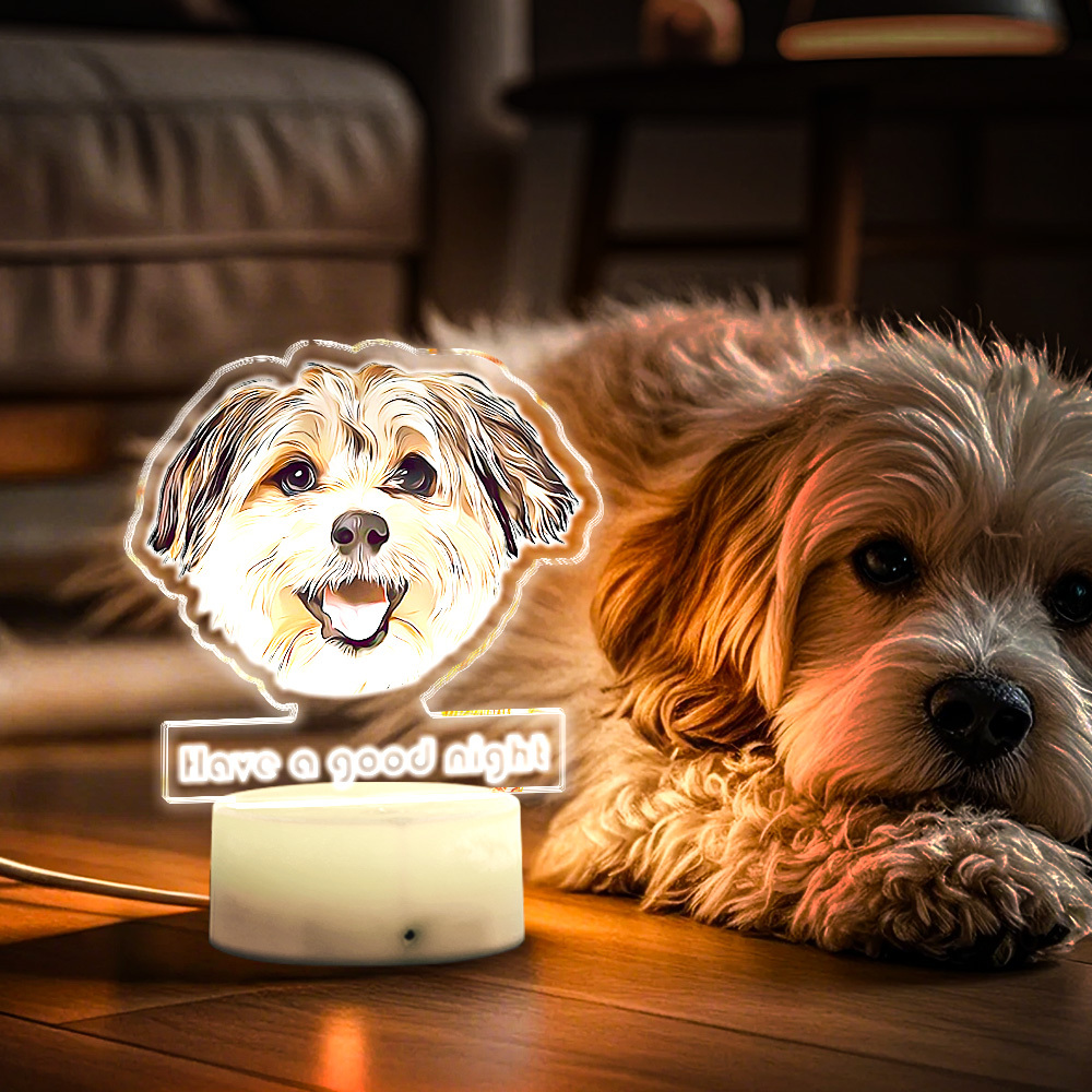 Custom Pet Portrait Night Light Gift for Pet Lovers