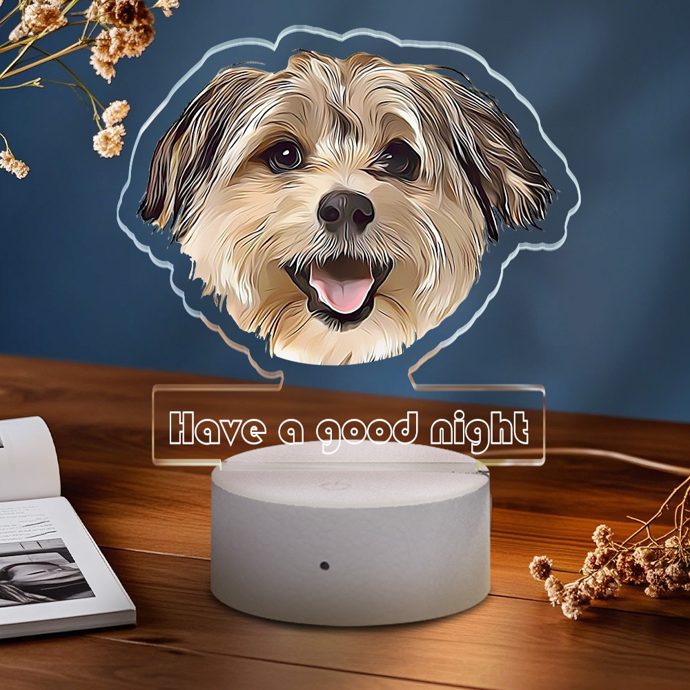 Custom Pet Portrait Night Light Gift for Pet Lovers