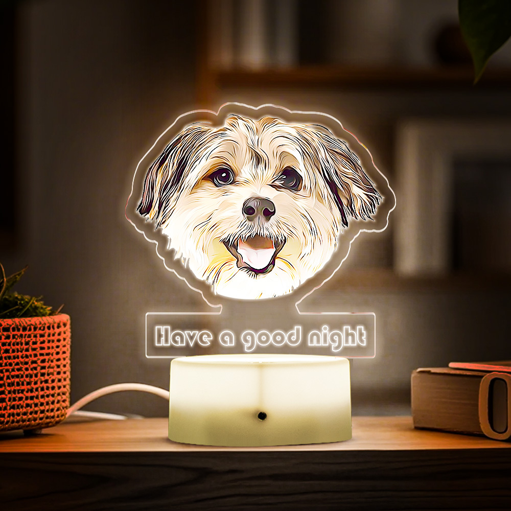 Custom Pet Portrait Night Light Gift for Pet Lovers