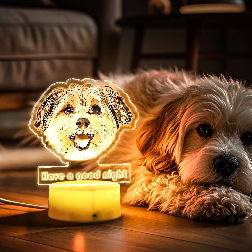 Custom Pet Portrait Night Light Gift for Pet Lovers