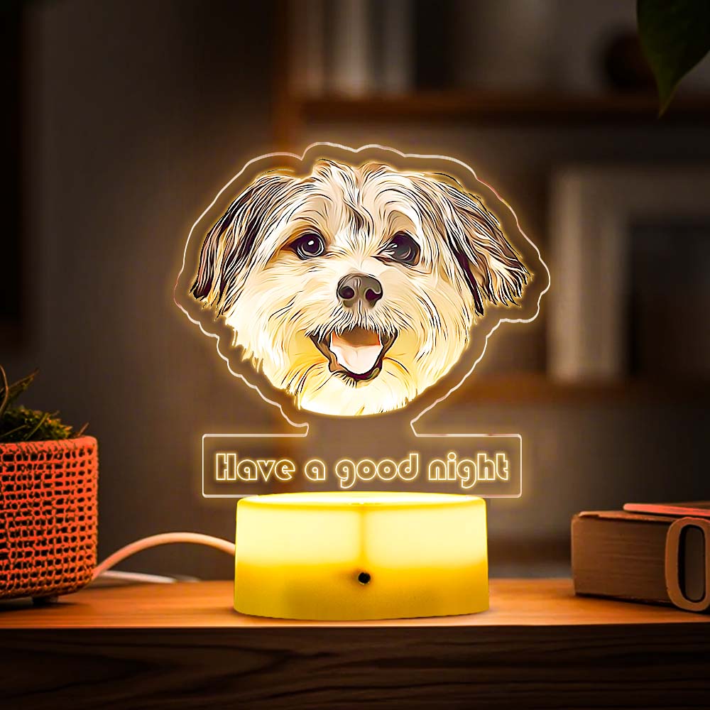 Custom Pet Portrait Night Light Gift for Pet Lovers