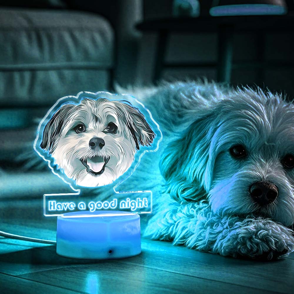 Custom Pet Portrait Night Light Gift for Pet Lovers
