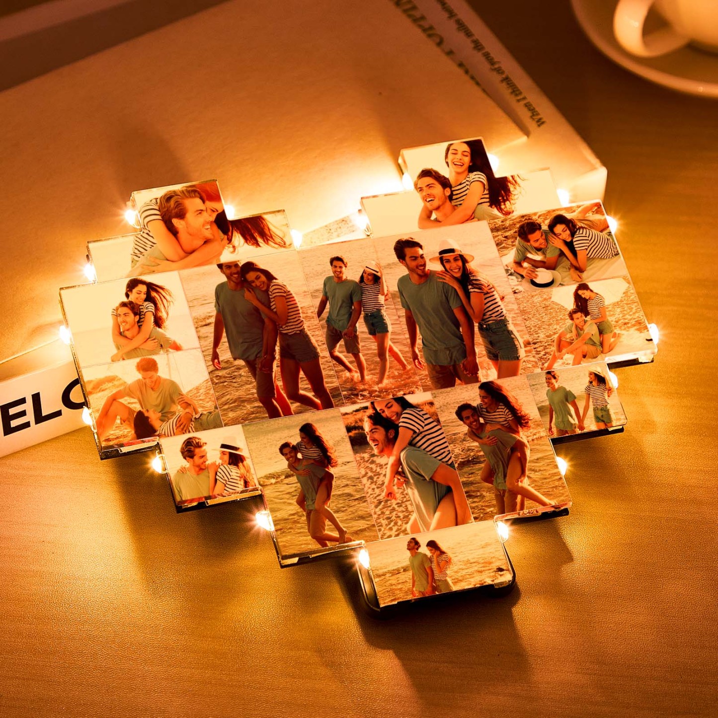 Personalized Photo Collage Acrylic Lamp Custom Photo Acrylic Night Light Plaque Gift for Couple Valentine's Day Gifts