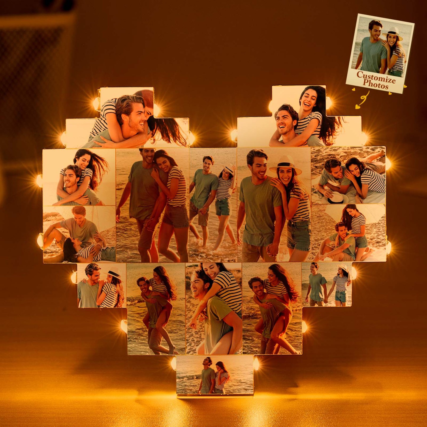 Personalized Photo Collage Acrylic Lamp Custom Photo Acrylic Night Light Plaque Gift for Couple Valentine's Day Gifts