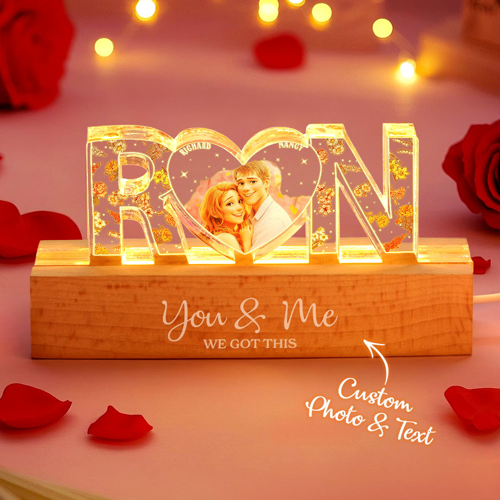 Couples personalized flower night light
