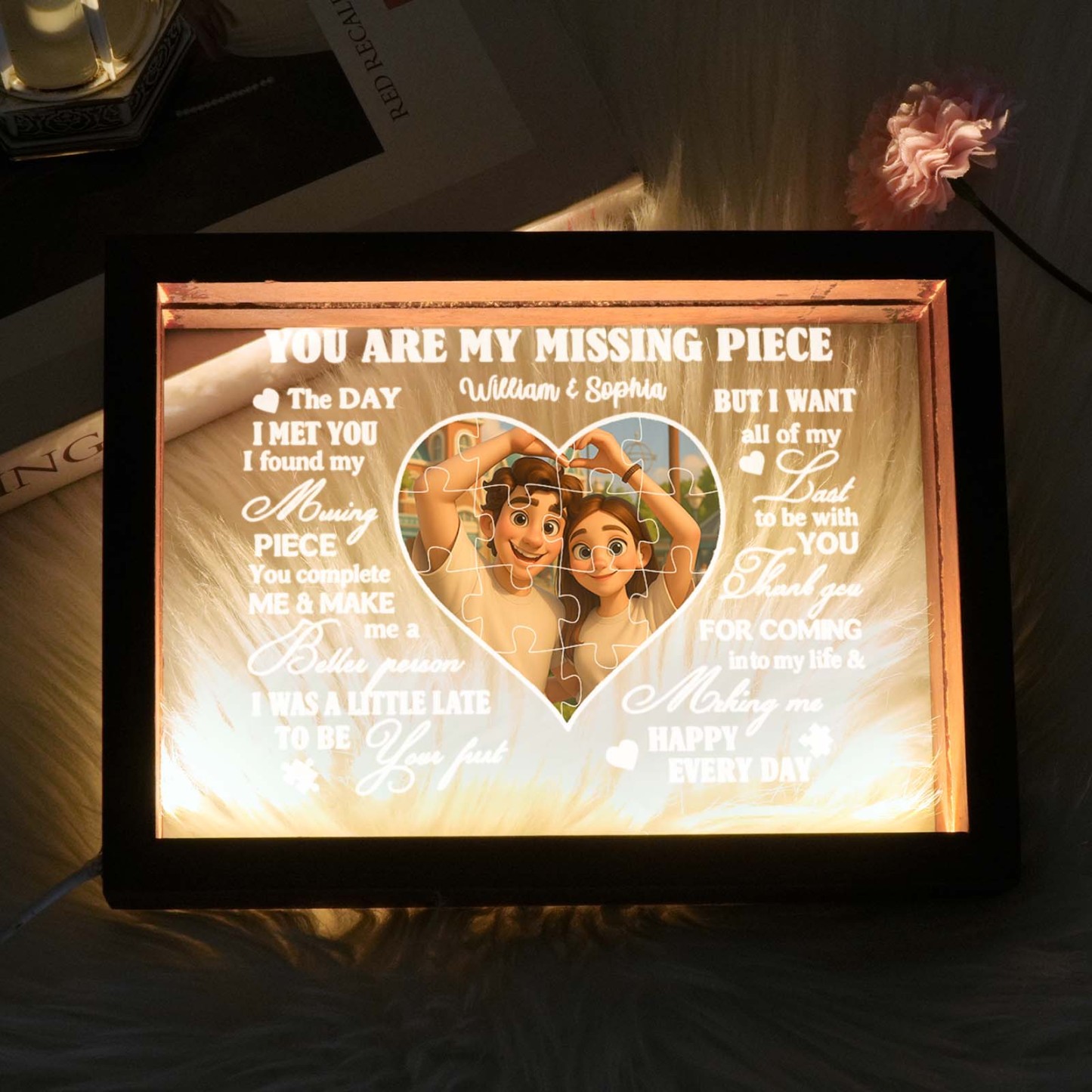 Custom Photo LED Puzzle Canvas Gift for Anniversary-You Are My Missing Piece