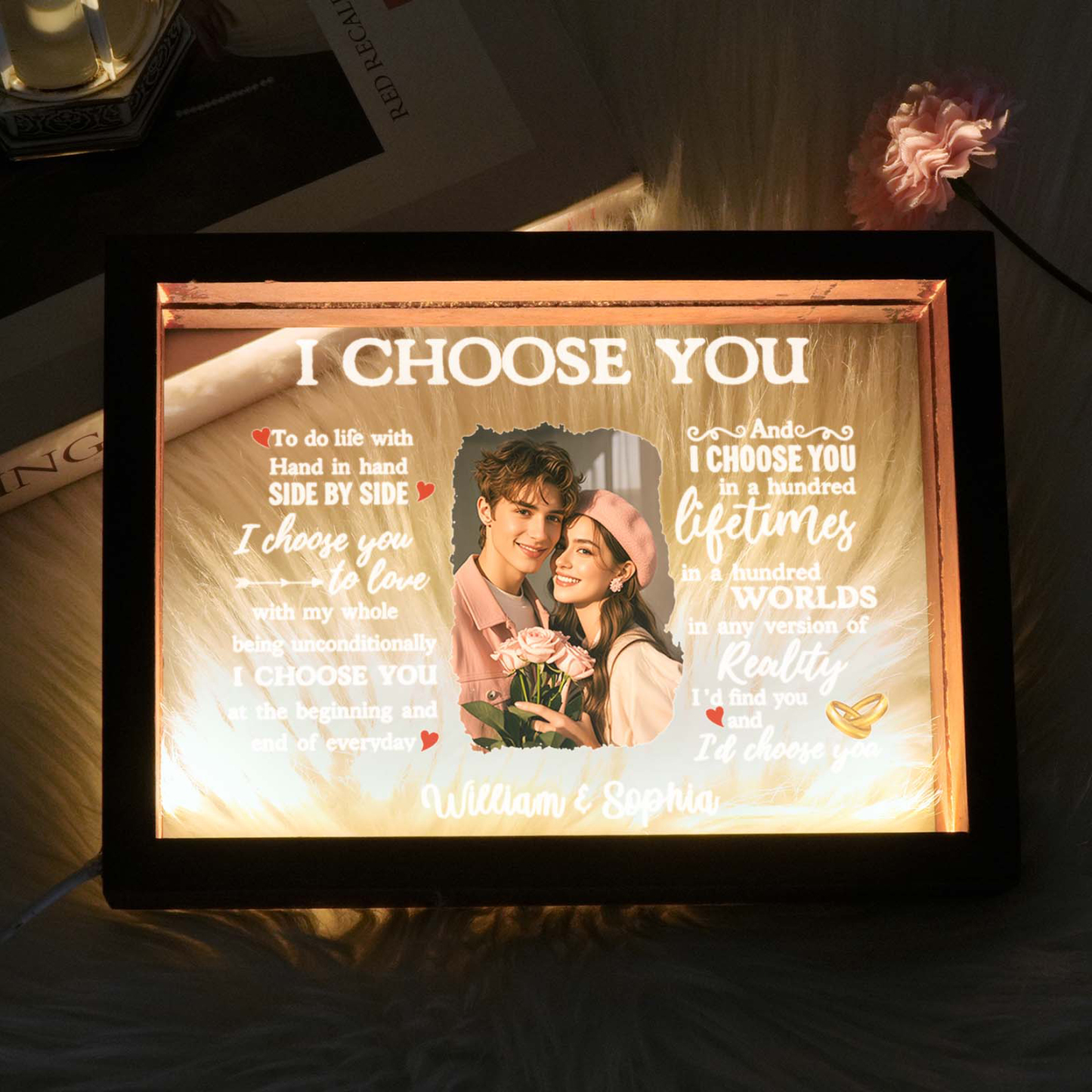 Personalized Photo LED Lamp for Anniversary Wedding Couple Gift-I Choose You