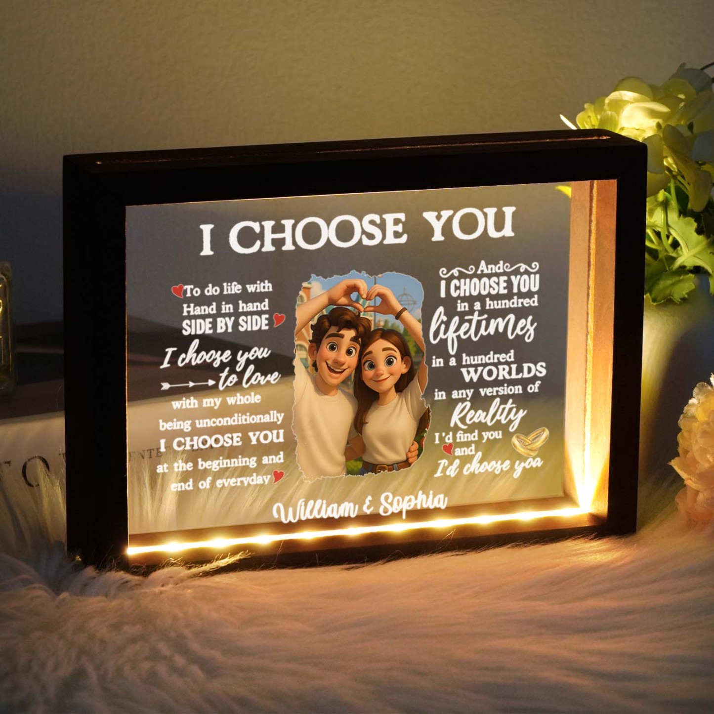 Personalized Photo LED Lamp for Anniversary Wedding Couple Gift-I Choose You