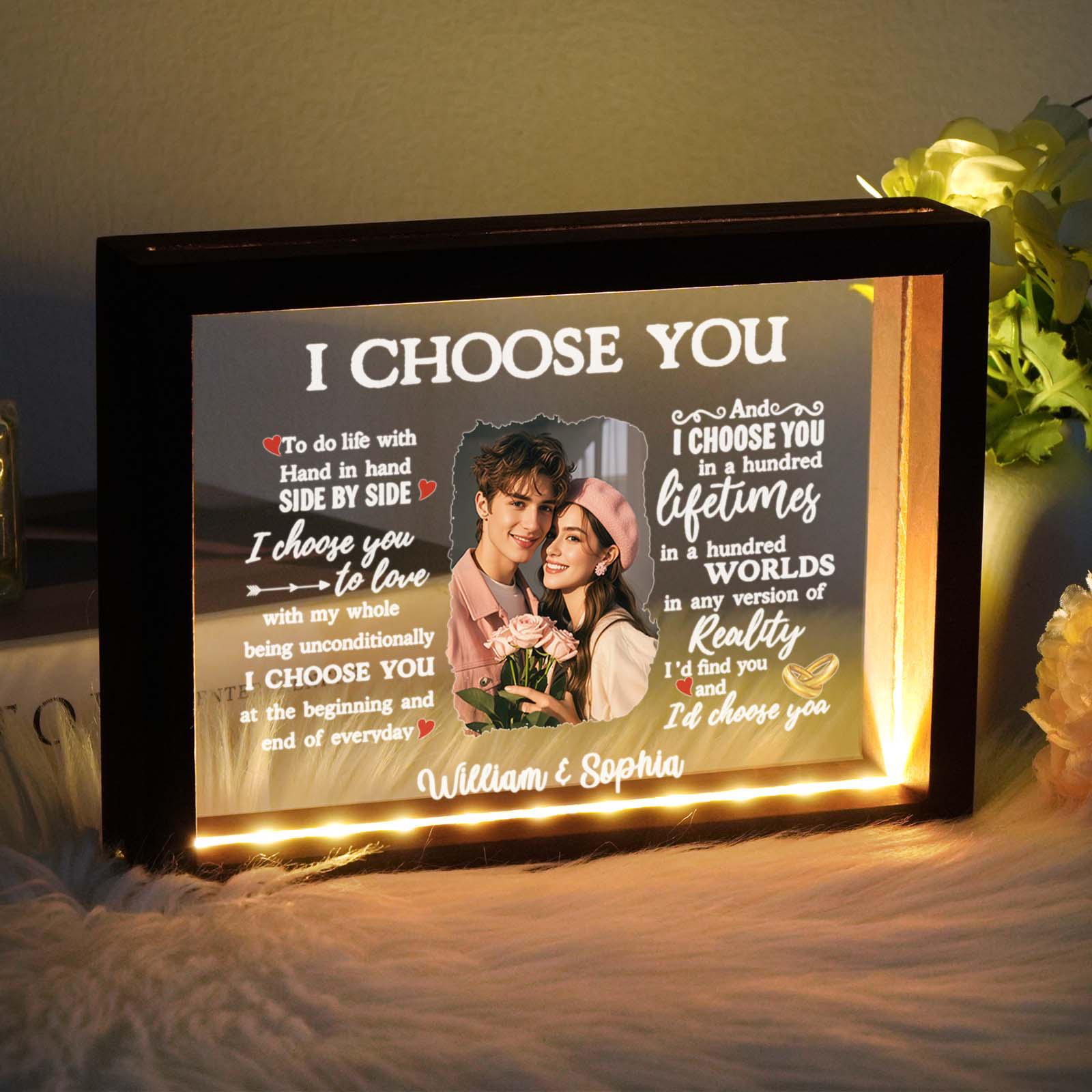 Personalized Photo Night Light for Valentine's Day  Couple Gift-I Choose You