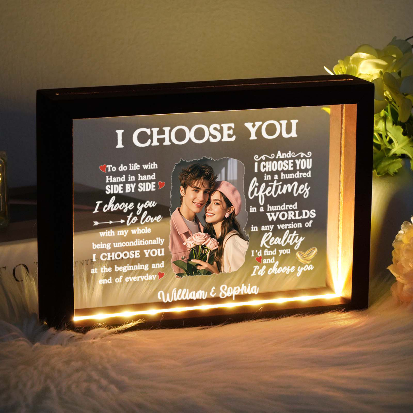 Personalized Photo LED Lamp for Anniversary Wedding Couple Gift-I Choose You