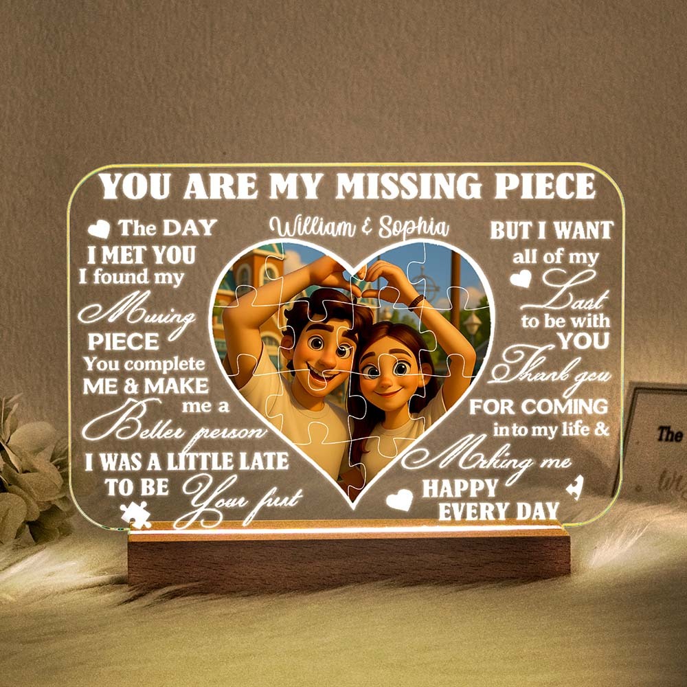 Custom Photo LED Puzzle Canvas Gift for Anniversary-You Are My Missing Piece