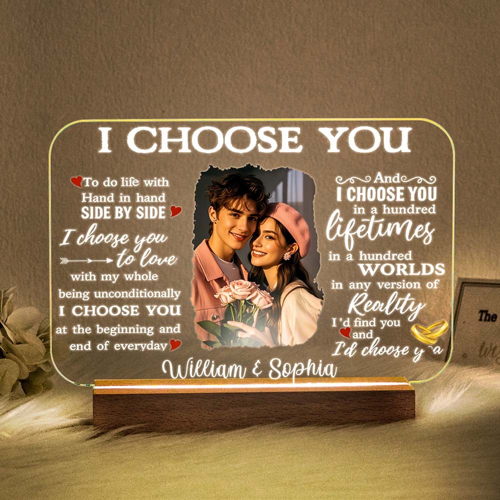 Personalized Photo LED Lamp for Anniversary Wedding Couple Gift-I Choose You