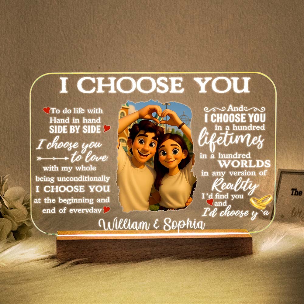 Personalized Photo LED Lamp for Anniversary Wedding Couple Gift-I Choose You