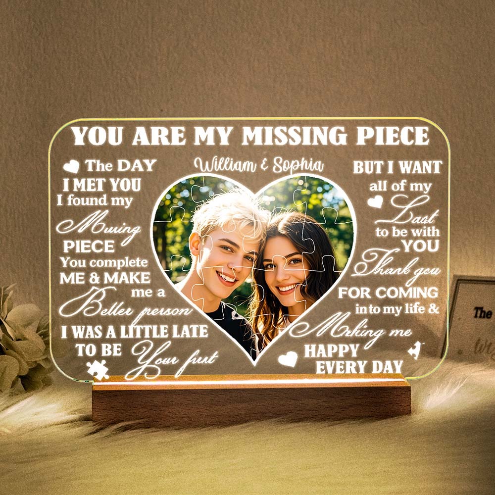 Custom Photo LED Puzzle Canvas Gift for Anniversary-You Are My Missing Piece