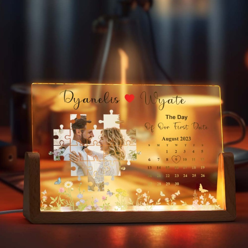 Personalised Wedding Day Calendar Glass Plaque Gift