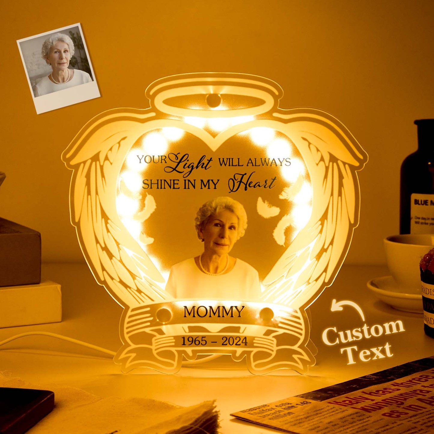 Always Shine In My Heart - Personalized Photo Light Box Custom Mother's Day Gifts Memorial Gifts