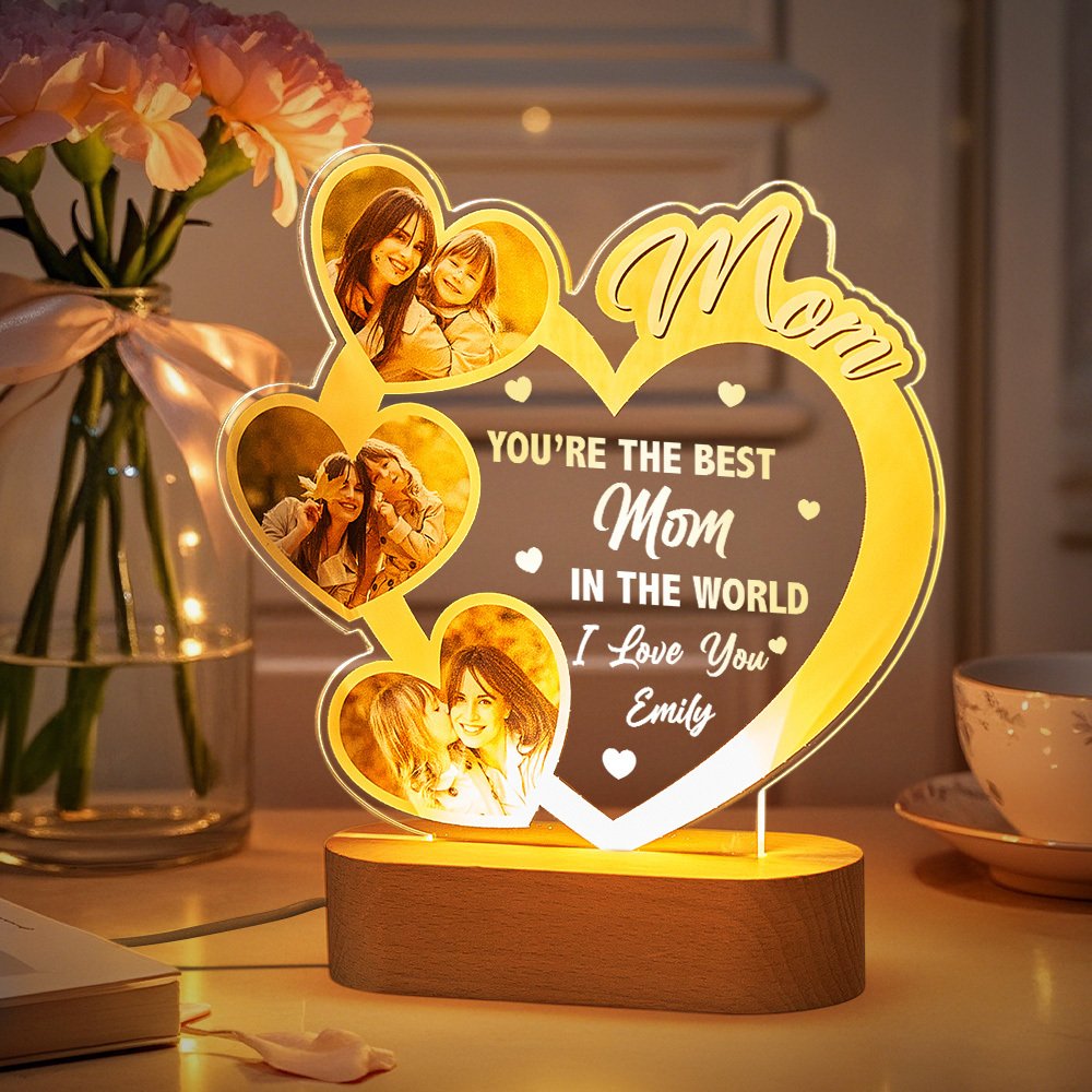 Custom Photos Night Light, Best Mom Gifts Mother Gifts Gift for Mom from Daughter Mother's Day Gift Mom Birthday Gift