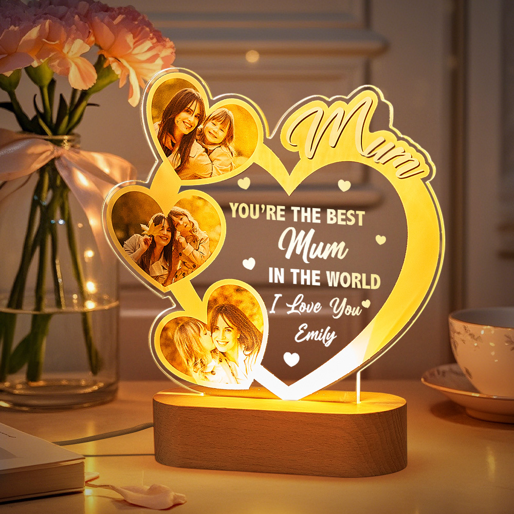 Custom Photos Night Light, Best Mom Gifts Mother Gifts Gift for Mom from Daughter Mother's Day Gift Mom Birthday Gift
