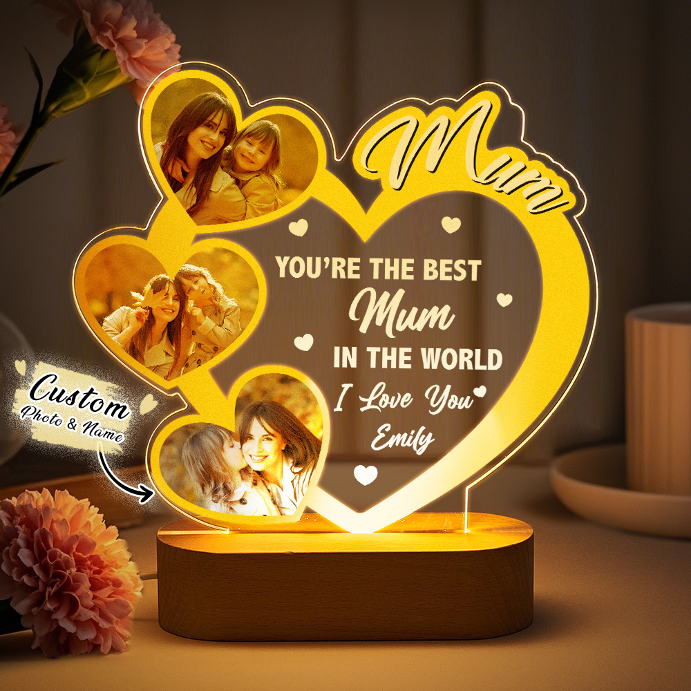 Custom Photos Night Light, Best Mom Gifts Mother Gifts Gift for Mom from Daughter Mother's Day Gift Mom Birthday Gift