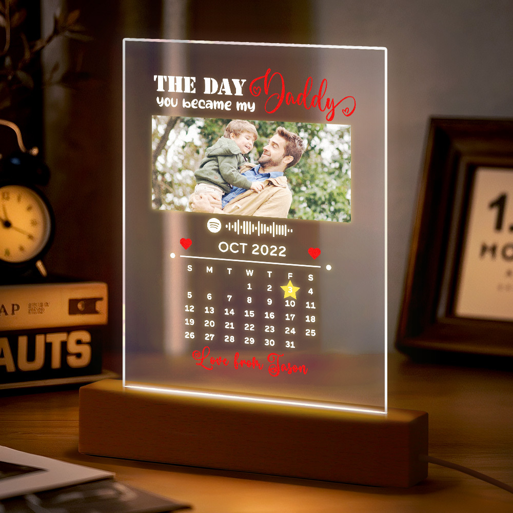 Father's Day Gifts Personalized Spotify Calendar Acrylic Night Light Photo Decor