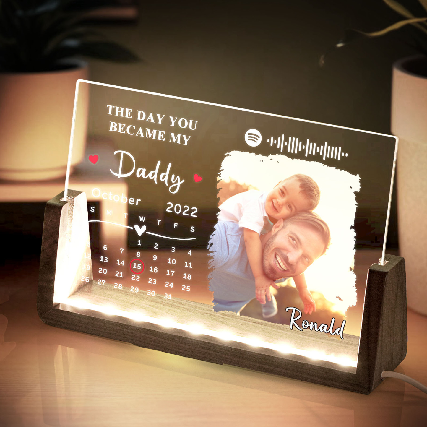 Father's Day Gifts Personalized To My Dad Spotify Calendar Acrylic Night Light Photo Decor