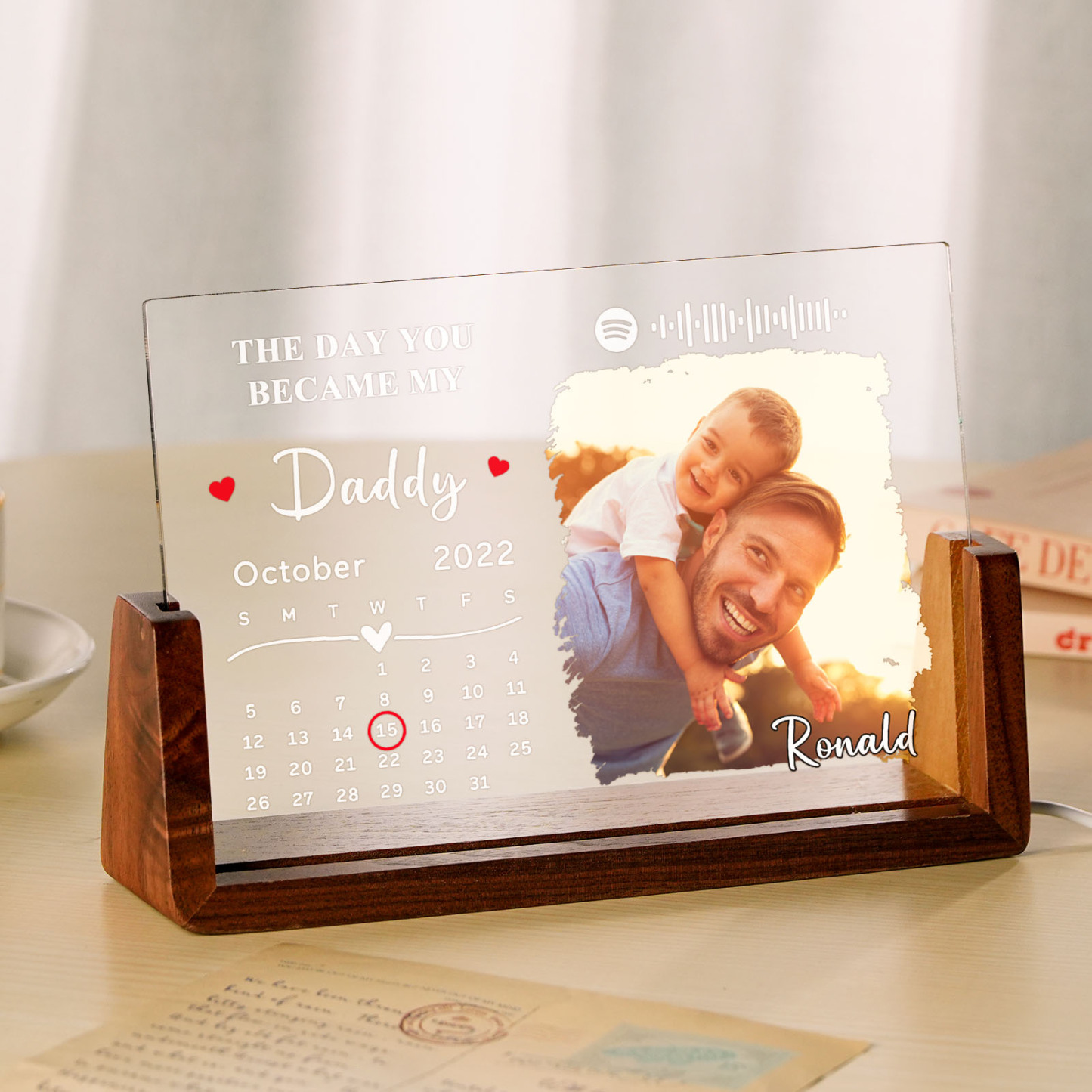 Father's Day Gifts Personalized To My Dad Spotify Calendar Acrylic Night Light Photo Decor