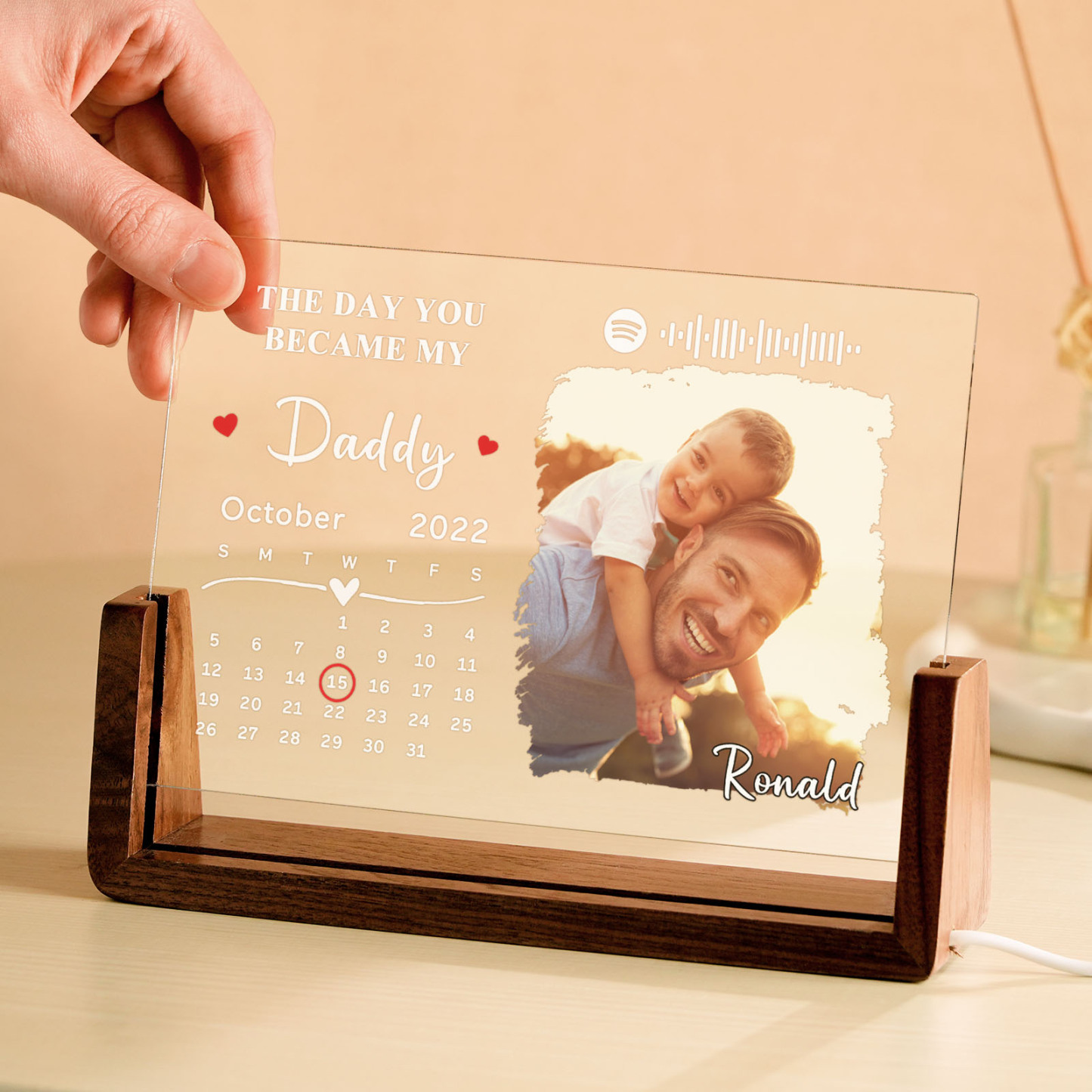 Father's Day Gifts Personalized To My Dad Spotify Calendar Acrylic Night Light Photo Decor