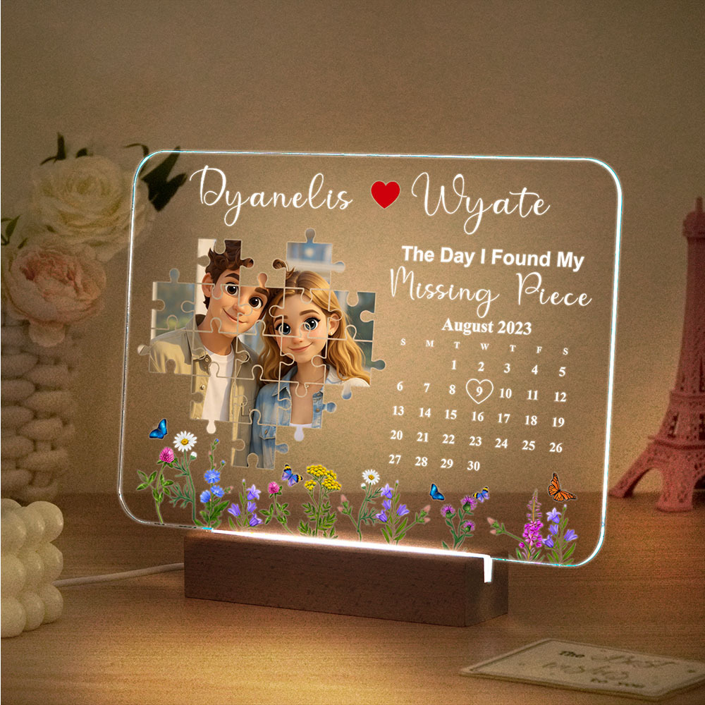 The Day I Found My Missing Piece Light Frame Personalized Gift Valentine's Day Gifts