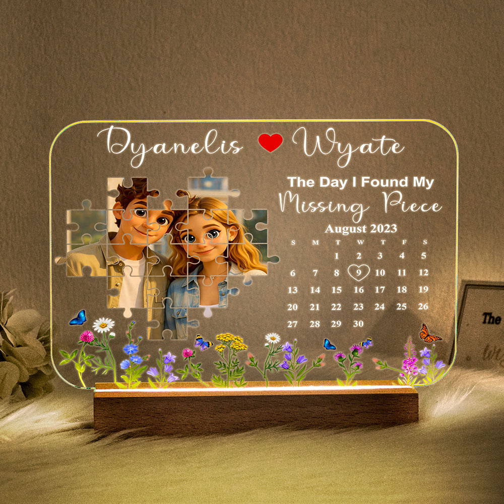 The Day I Found My Missing Piece Light Frame Personalized Gift Valentine's Day Gifts