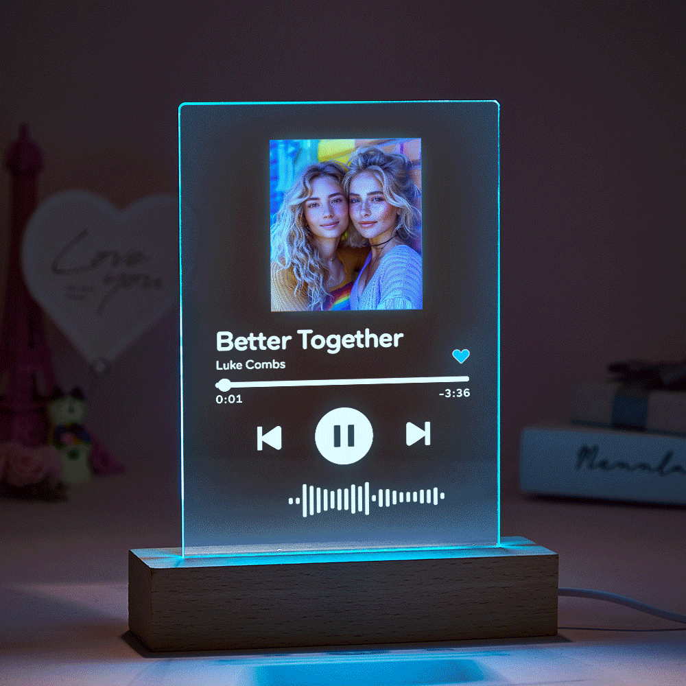 Custom Rainbow Gifts Custom Spotify Glass Scannable Spotify 7 Colors Night Light LGBT Gift