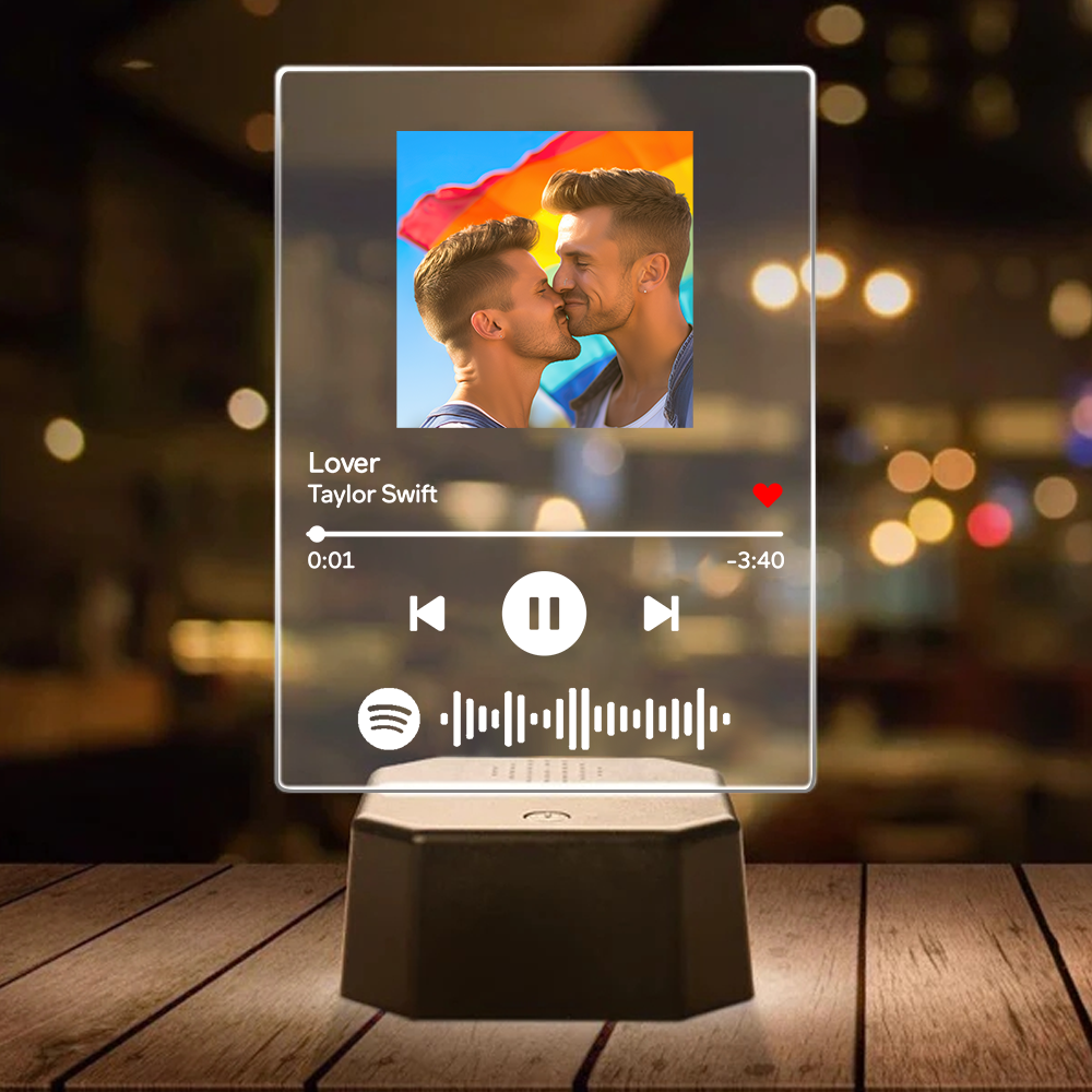 Custom LGBT Gift Custom Spotify Glass Scannable Spotify 7 Colors Light With Bluetooth Speaker
