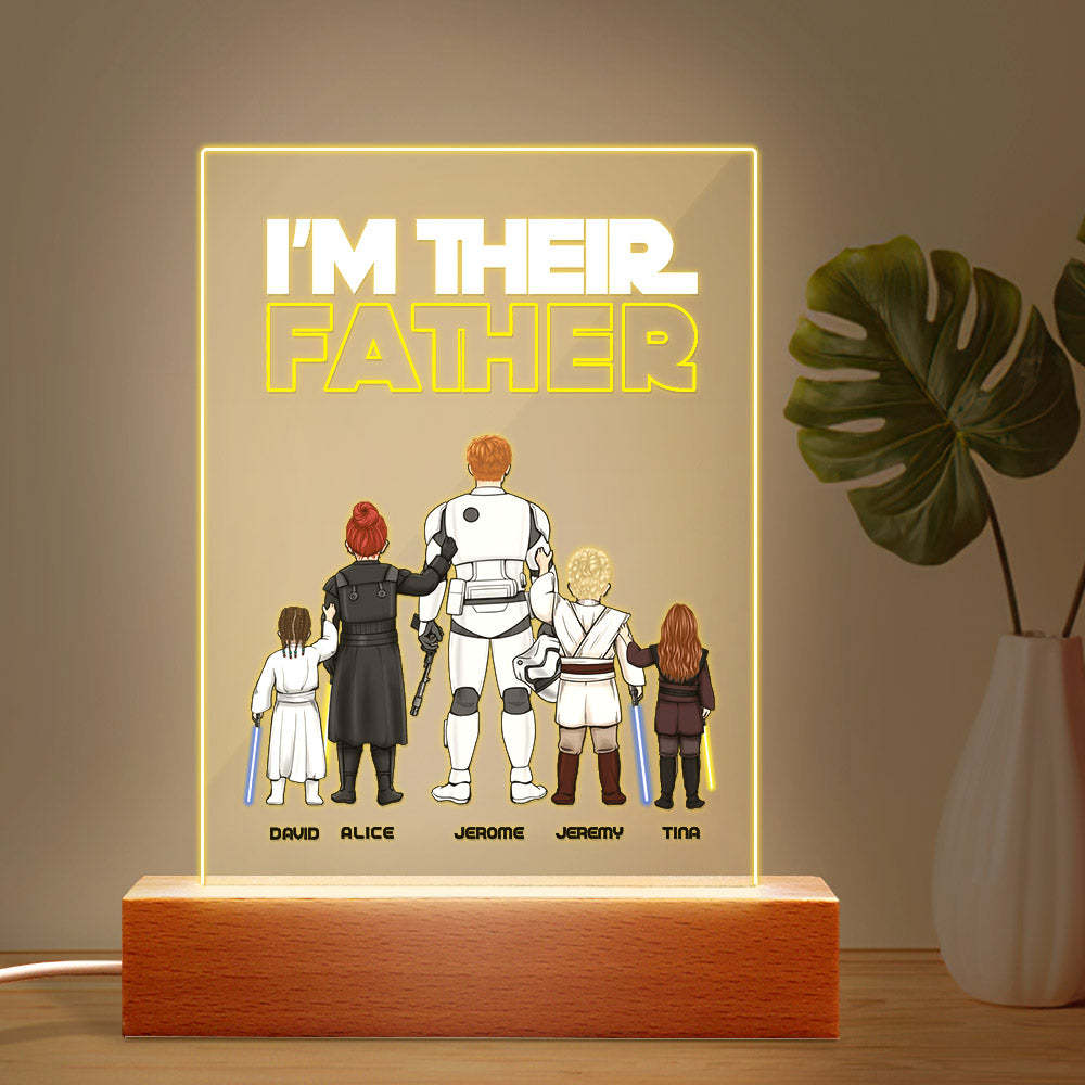 Custom I Am Their Father Night Light Personalized Acrylic Plaque Home Decoration Lamp Father's Day Gift -
